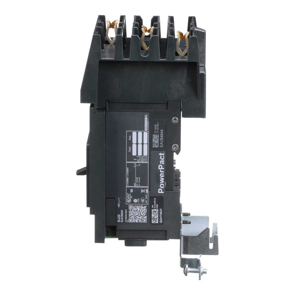 Mayer-DDS-Circuit breaker, PowerPacT B, 20A, 3 pole, 600Y/347VAC, 25kA, I-Line, thermal magnetic, 80%, ABC-2
