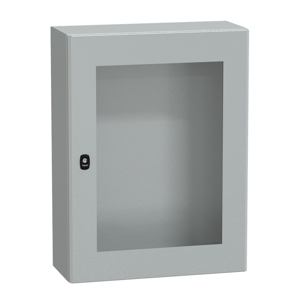 NSYS3D8625T – Wall mounted steel enclosure, PanelSeT S3D, transparent door, without mounting plate, 800x600x250mm, IP66, IK08