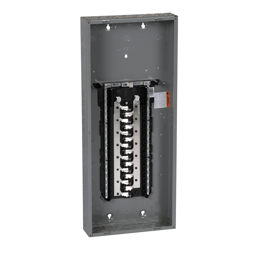 HOM3060L125PC – Load center, Homeline, 1 phase, 30 spaces, 60 circuits, 125A convertible main lugs, PoN, NEMA1, combo cover