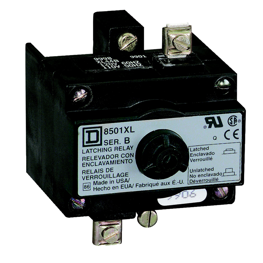 8501XLV02 – NEMA Control Relay, Type X, mechanical latch attachment, 110/120VAC 50/60Hz coil