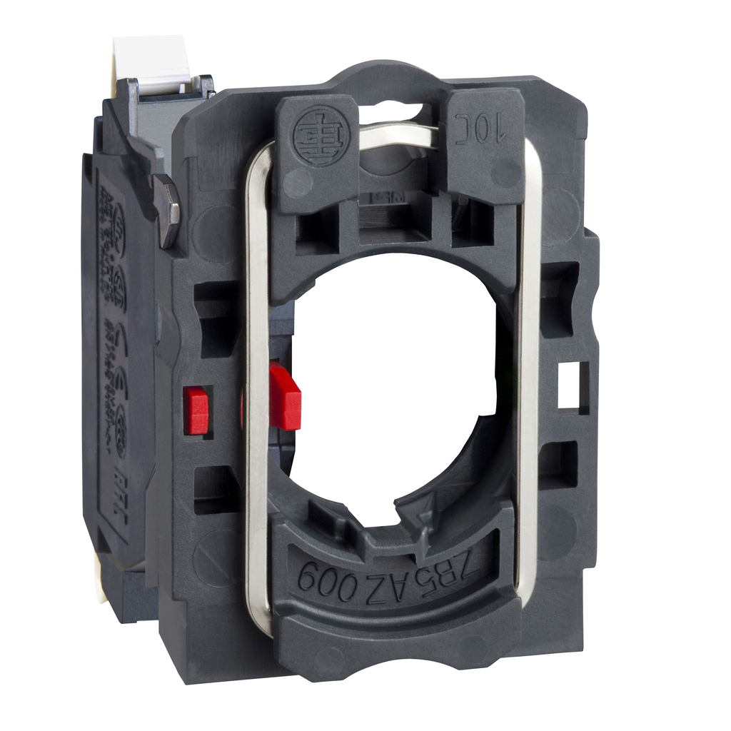ZB5AZ1025 – 22mm push button, Harmony ZB5, plastic base, contact block with collar, 1NC, spring clamp terminals