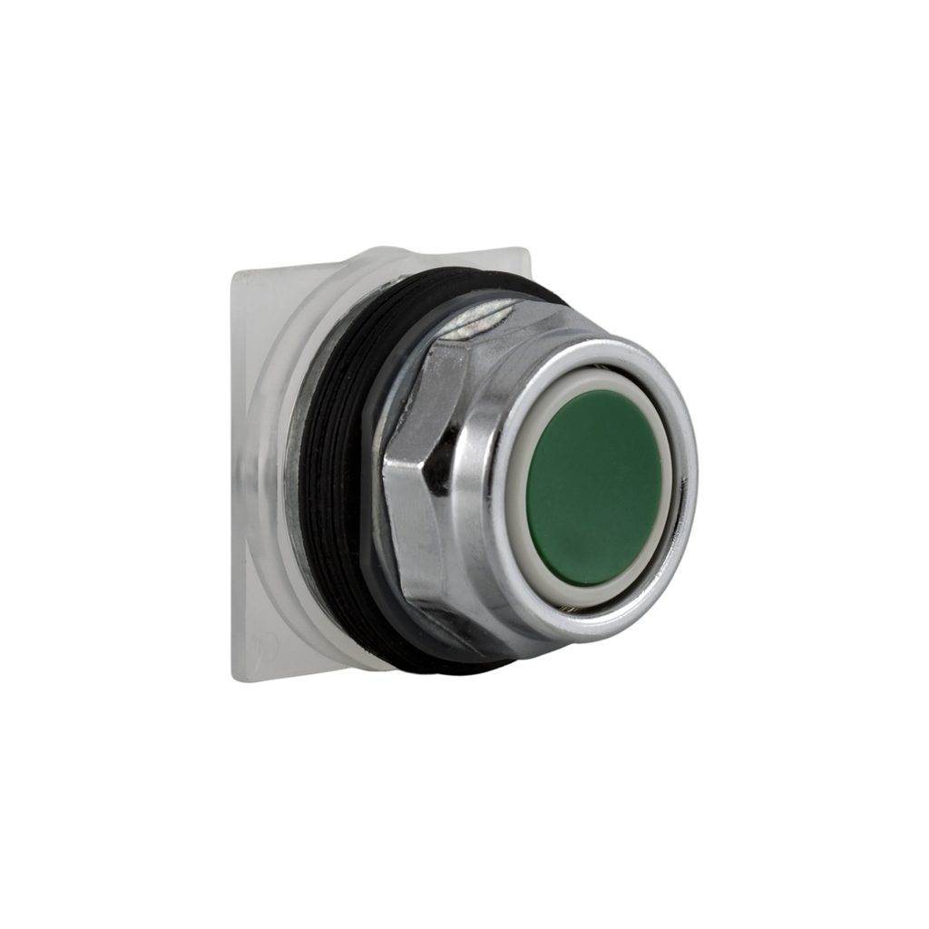 Mayer-DDS-Head for spring return push button, Harmony 9001K, metal, flush, green, 30mm-1