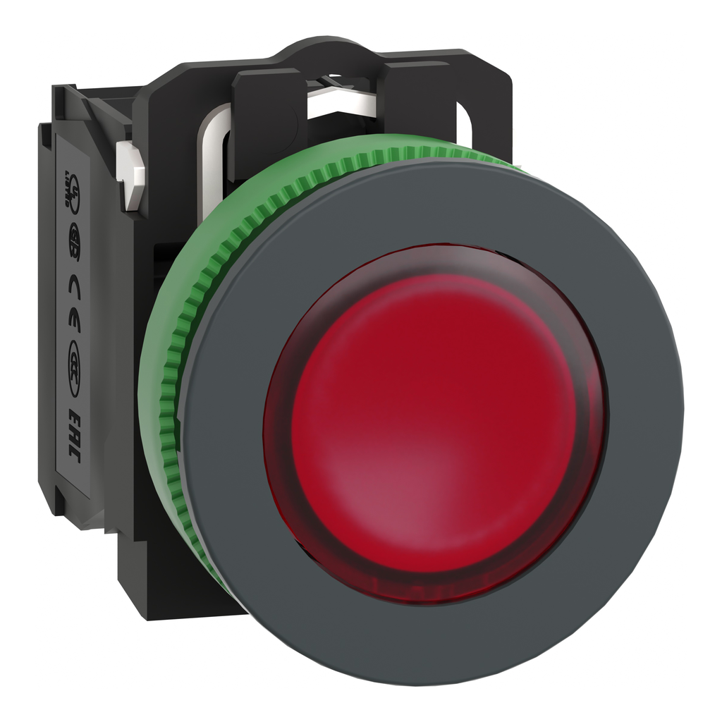 XB5FW34B5 – Illuminated push button, Harmony XB5, antimicrobial, plastic, red, 30mm, universal LED, 1NO   1NC, 24V AC DC