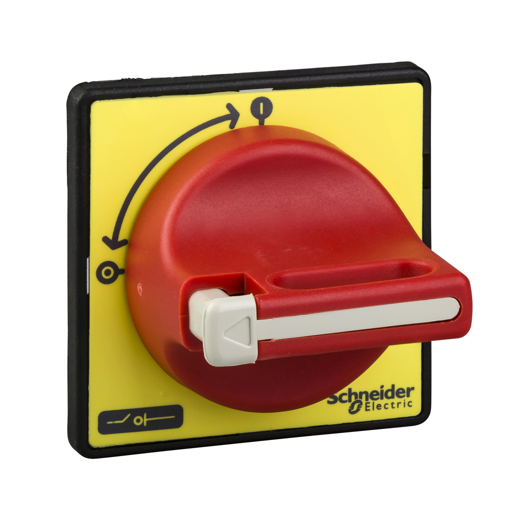 KCD1PZ – Handles and front plates,TeSys Control,red handle,yellow front,1-3 padlocking,fixing by Ã˜22.5