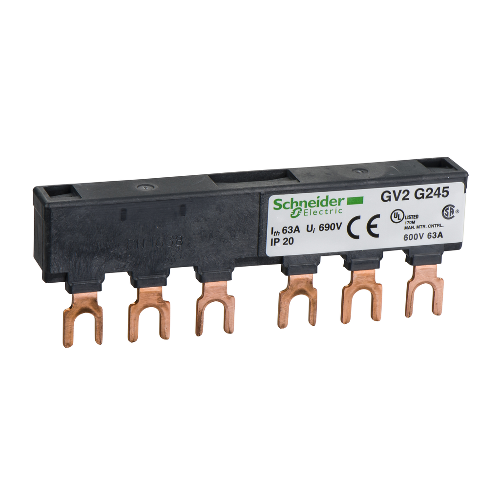 GV2G245 – Linergy FT, Comb busbar, 63A, 2 tap-offs, 45mm pitch