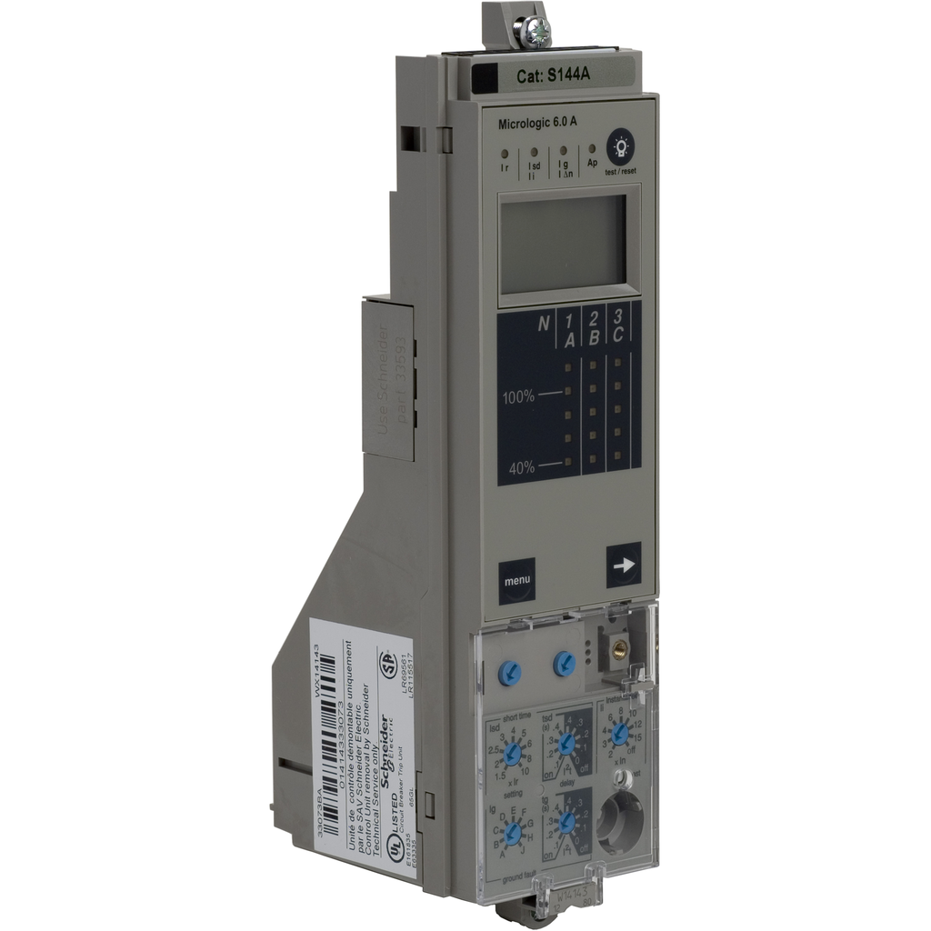 S144A – Trip unit, PowerPact P, R, with rating plug, Micrologic 6.0, LSIG protection