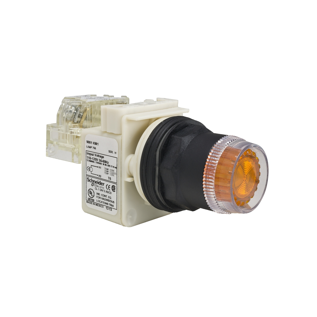 Mayer-DDS-Illuminated push-button head, Harmony 9001SK, plastic, projecting, amber, 30mm, spring return, 120V-1