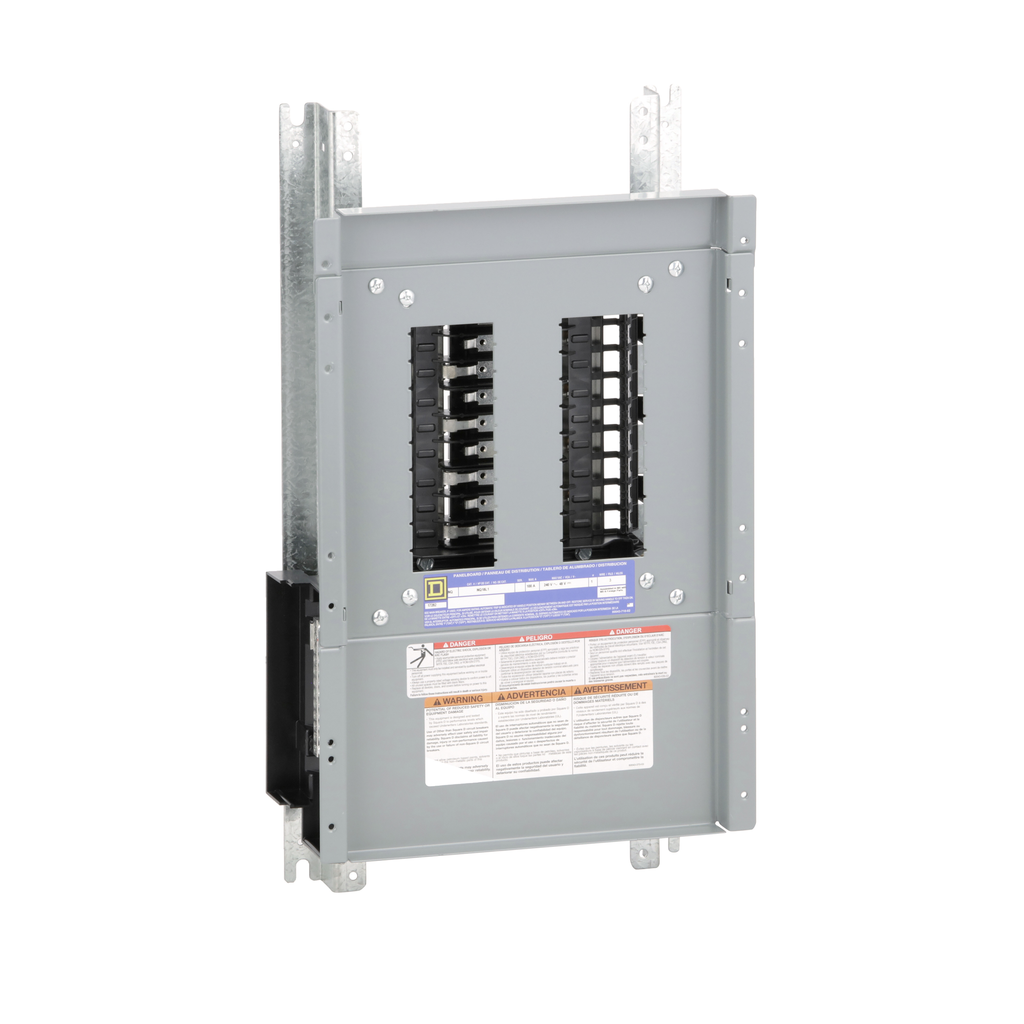 NQ18L1 – Panelboard interior, NQ, main lugs, 100A, Al bus, 18 pole spaces, 1 phase, 3 wire, 240VAC, 48VDC