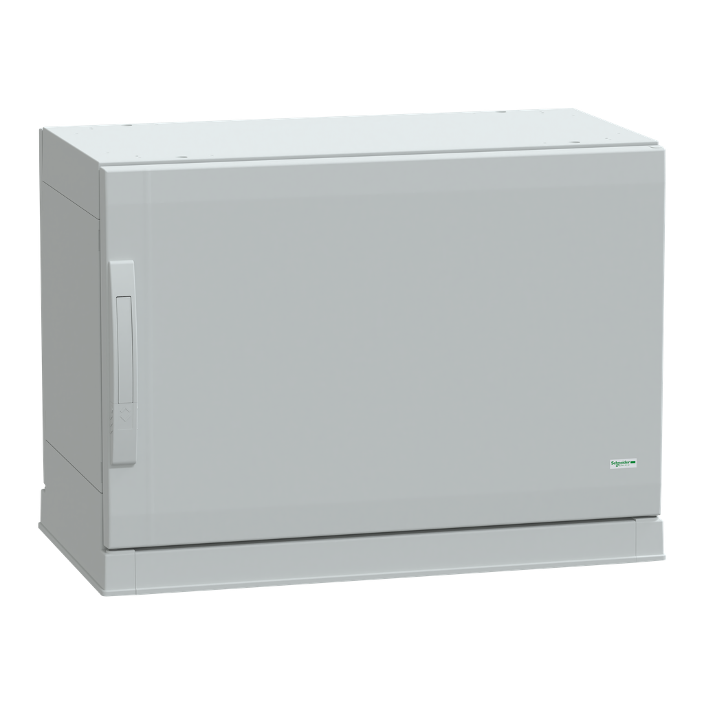 NSYPLAZ574G – Floor standing polyester enclosure, Thalassa PLA, plain door, open bottom, 500x750x420mm, IP54, IK10