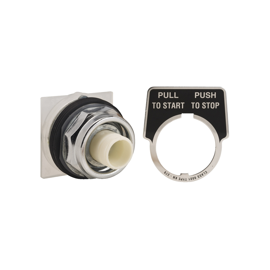 Product image for Square D 9001KR9 30 mm Chrome Plated Metal Bezel 2-Position Mushroom Non-Illuminated Push-Pull Operator