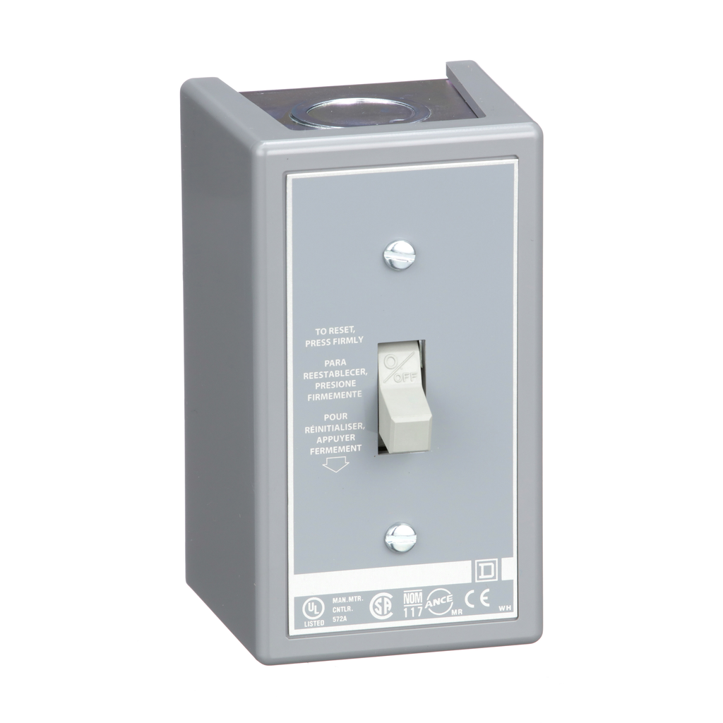 2510FG1 – Manual Starter, fractional horsepower, 16A, 1 pole, 1 HP at 277 VAC, toggle operated, no indicator, NEMA 1 enclosure