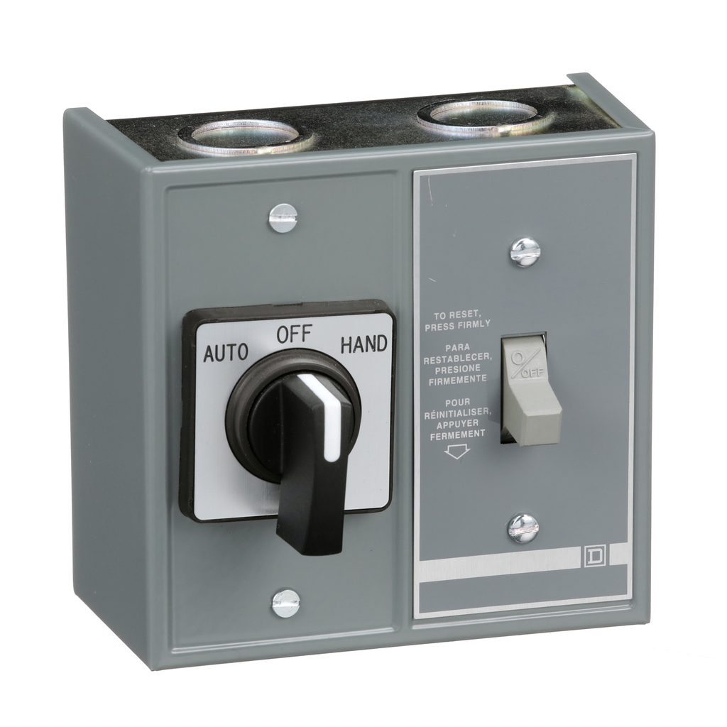 2510FG71 – Manual Starter, fractional horsepower, duplex, 16A, 1 pole, 1 HP at 277 VAC, toggle and selector, no indicator, NEMA 1