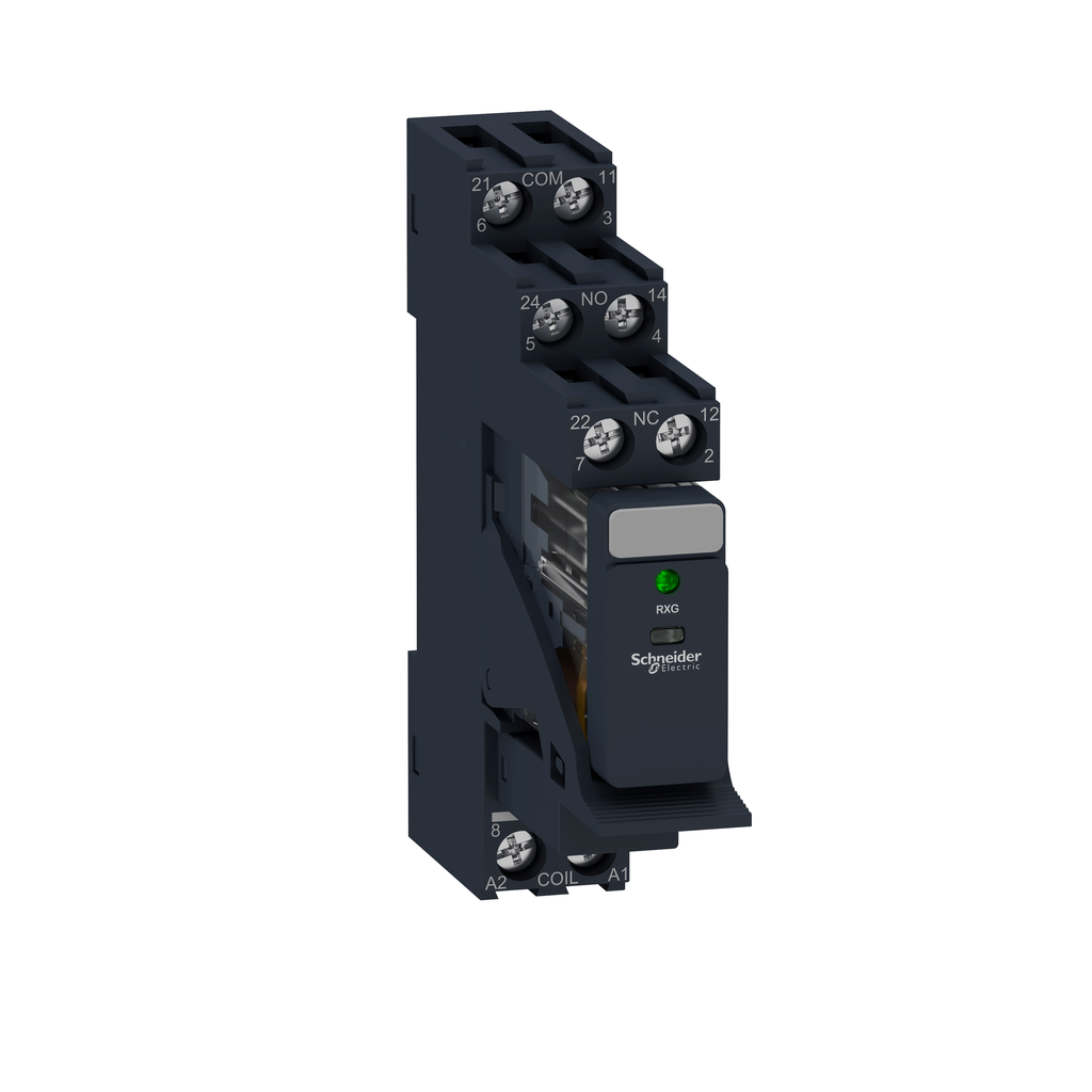 RXG23P7PV – interface plug in relay, Harmony Electromechanical Relays, 5A, 2CO, pre assembled, with LED, 230V AC