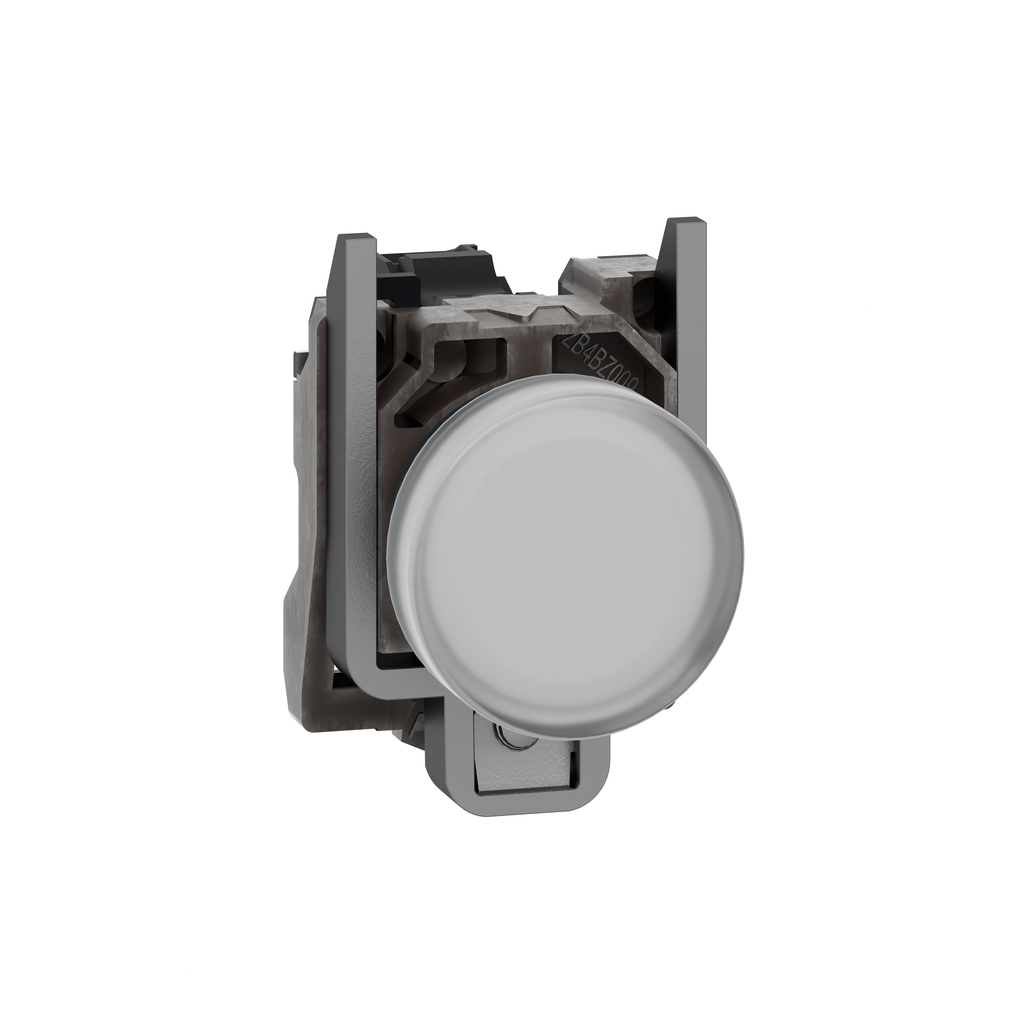 XB4BVG1 – Pilot light, Harmony XB4,metal, white, 22mm, universal LED, plain lens, 110…120V AC
