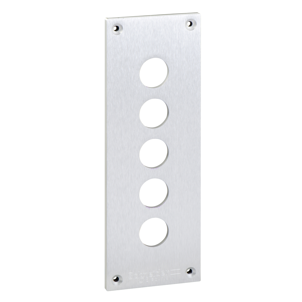 XAPE305 – Drilled front plate with fixing screws, Harmony XAP, XB2 SL, metal, 5 cut outs, 72x204mm, 22mm