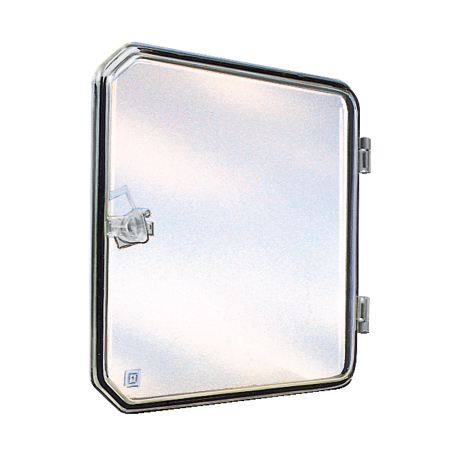 NSYVA272MA – Plastic window with hinged transparent cover, L78xW60xD25mm.