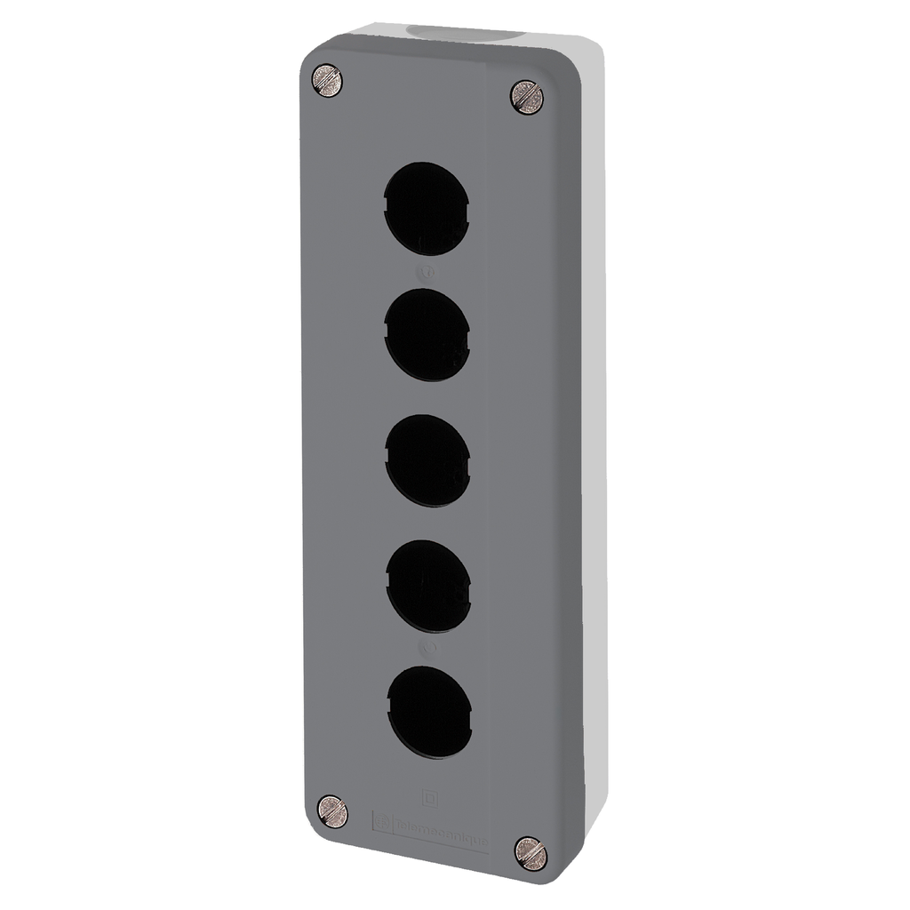 XALD05H7 – Empty control station, Harmony XALD, dark grey, 5 cut outs, 22mm