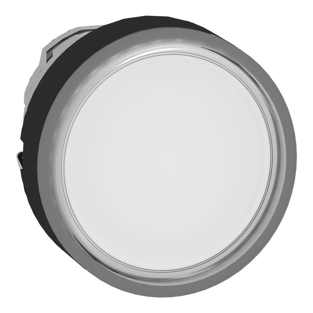 ZB4BW3137 – Head for illuminated push button, Harmony XB4, white flush, 22mm, universal LED, spring return, plain, unmarked
