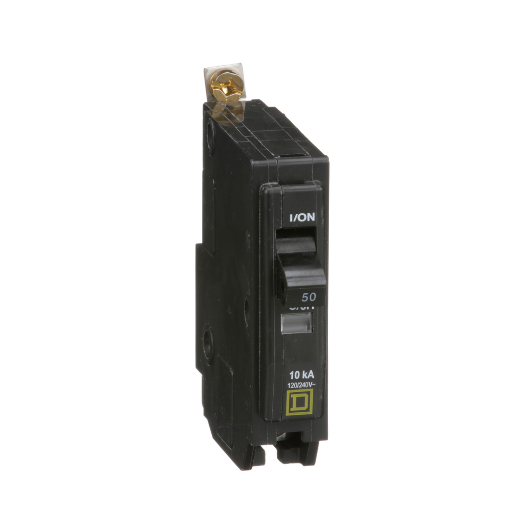 QOB150 – Mini circuit breaker, QO, 50A, 1 pole, 120/240VAC, 10kA, bolt on