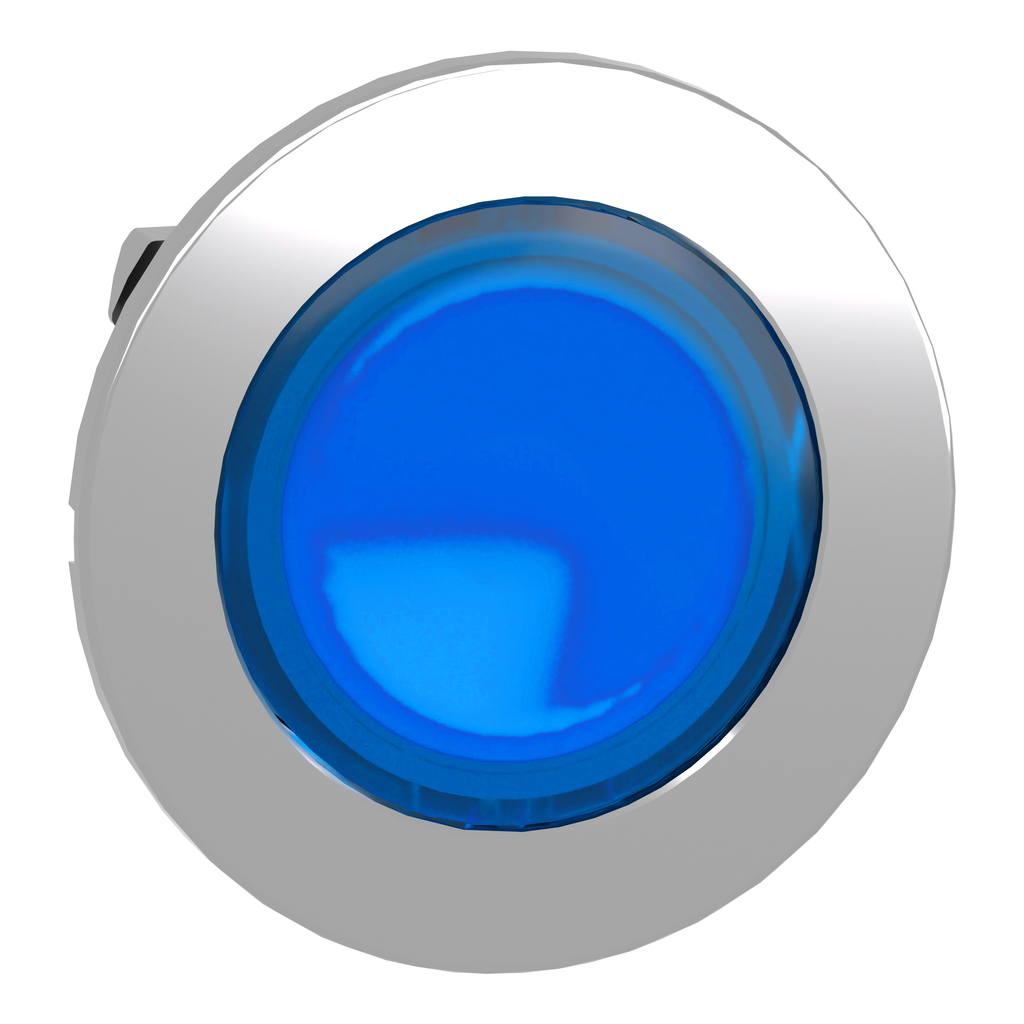 ZB4FH063 – Head for illuminated push button, Harmony XB4, metal, blue flush mounted, 30mm, universal LED, unmarked
