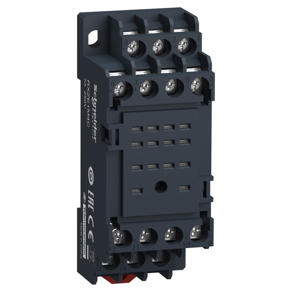 RXZE1M4C – socket, Harmony Electromechanical Relays, for RXM2LB RXM4LB relays,7A, screw clamp socket, mixed contact terminal