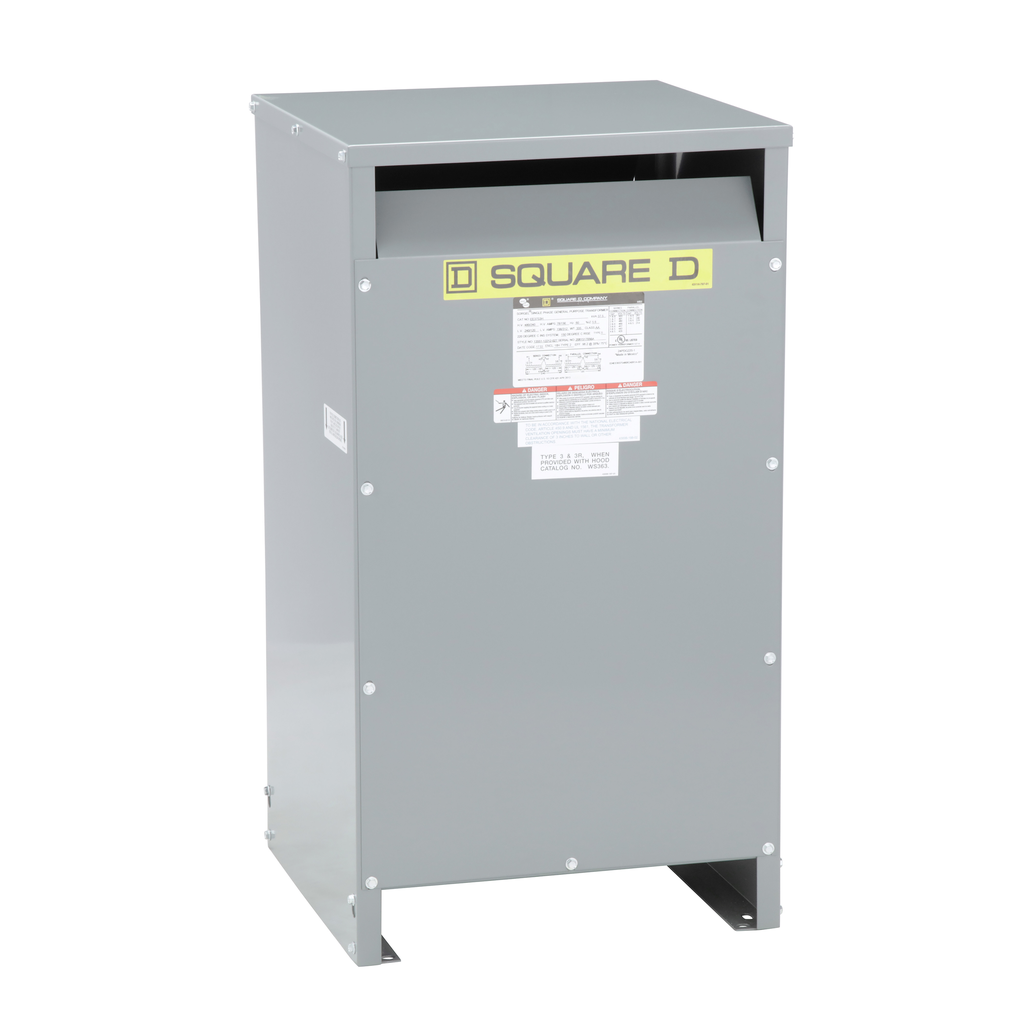 EE37S3H – Transformer, dry type, DOE 2016, 37.5kVA, 1 phase, 240x480V primary, 120/240V secondary, 18H, 150C rise