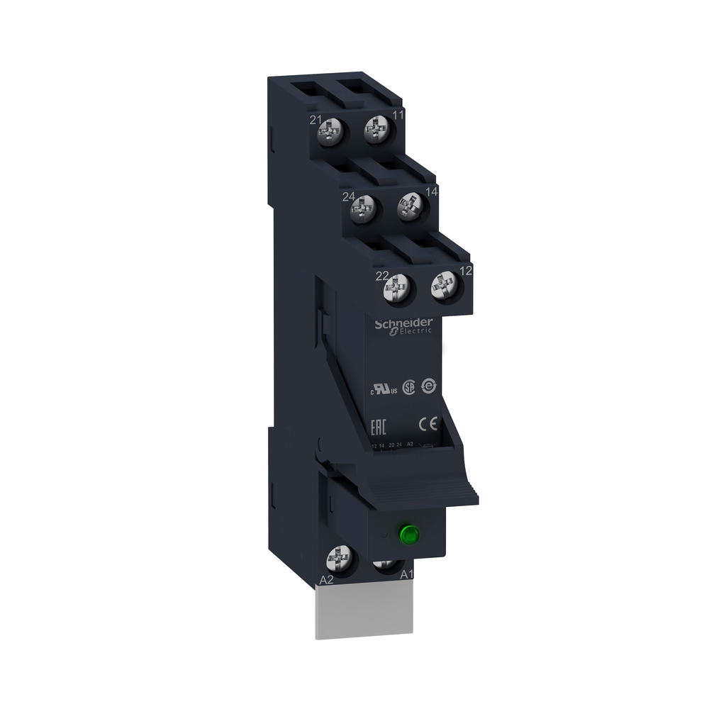 RSB2A080P7PV – Interface plug-in relay, Harmony EMR, pre-assembled, 8A, 2CO, with LED, with protection circuit, 230V AC, 32500Ohm coil resistance