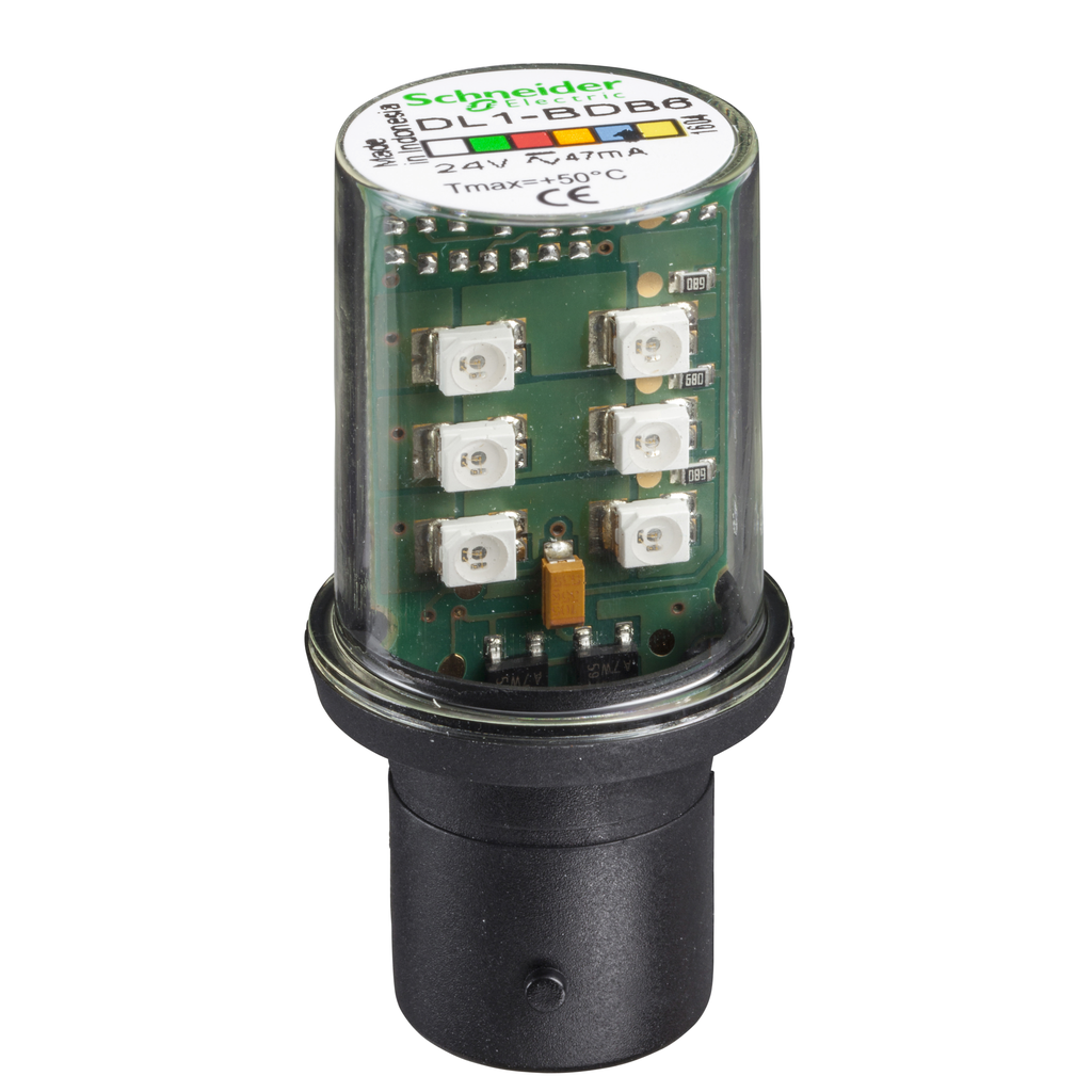 DL1BDB6 – LED bulb, Harmony XVB, BA 15d, blue, steady light, 24V AC/DC