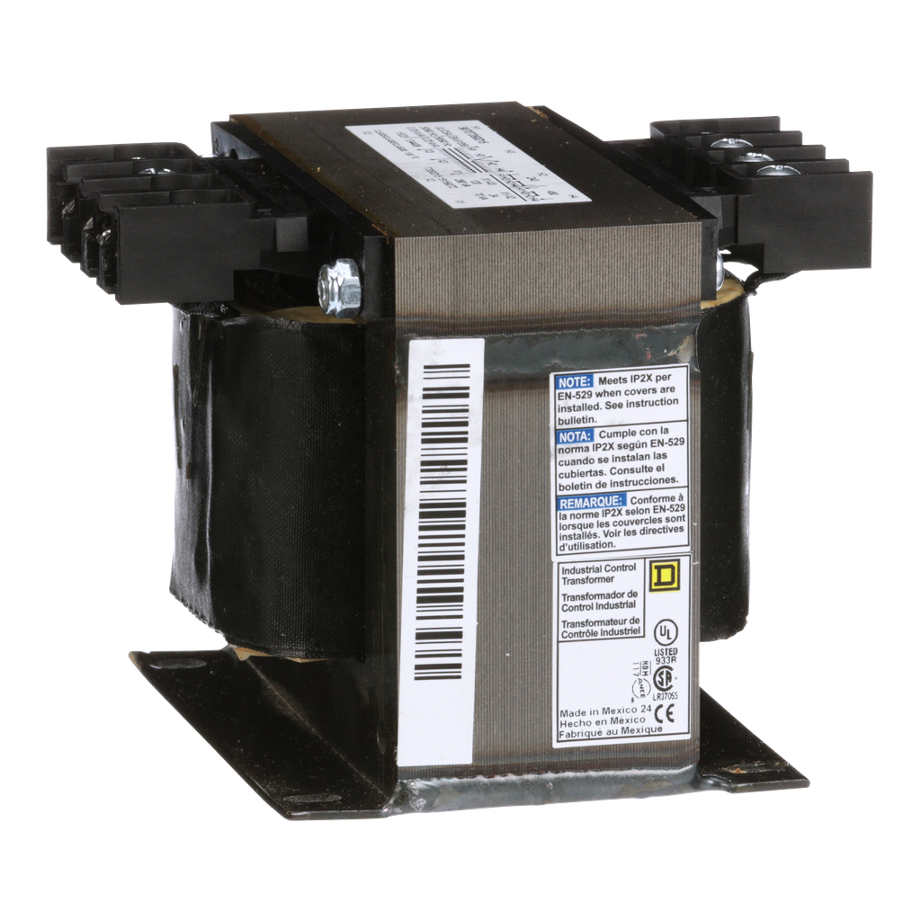 9070T350D15 – Transformer, Type T, industrial control, 350VA, 1 phase, 240x480V primary, 25/120V secondary, 80C rise