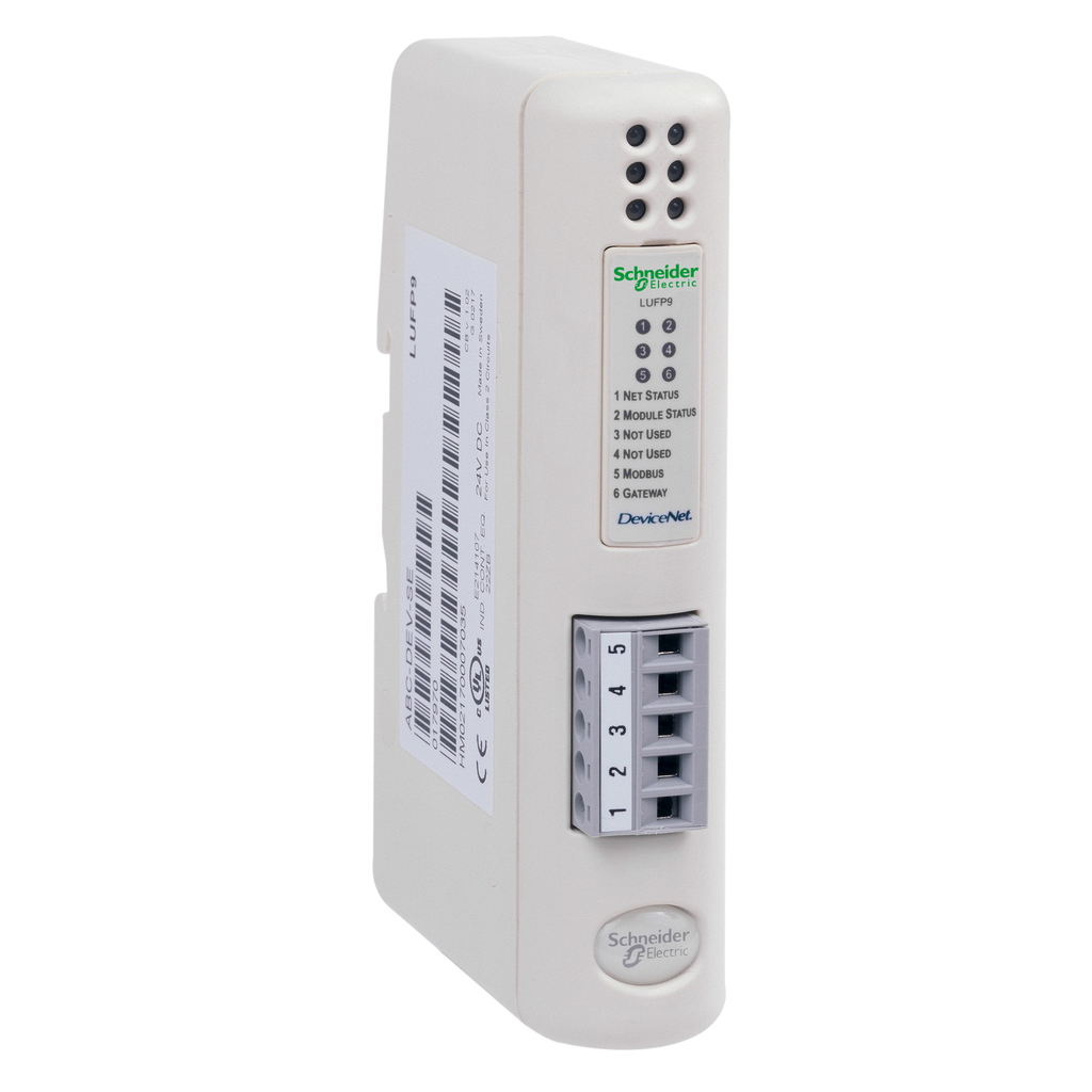 LUFP9 – Communication gateway, TeSys Ultra, 24VDC  /- 10%, 1 DeviceNet screw type, 1 RJ45 Modbus