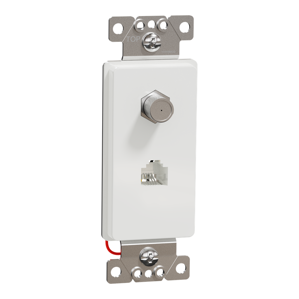 SQR87CT1WH – TV/telephone socket, X Series, F connector/RJ11 (4P4C), 1 gang, white, matte finish