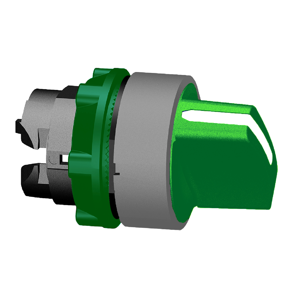 ZB5AD203C0 – Selector switch head, Harmony XB5, plastic, green, 22mm, 2 positions, stay put, grey bezel