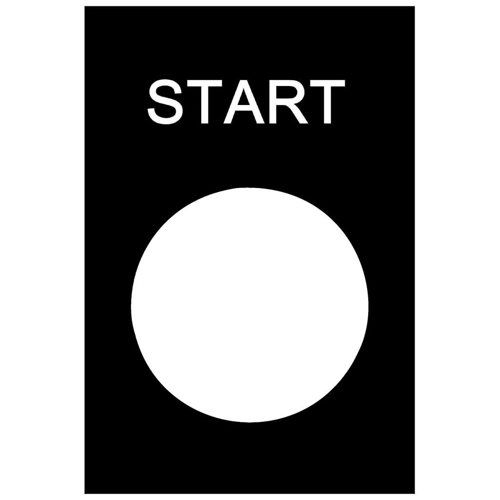 ZB2BY2303 – Marked legend, Harmony XAC, nameplate, 30x40mm, plastic, black, 22mm push button, white marked START