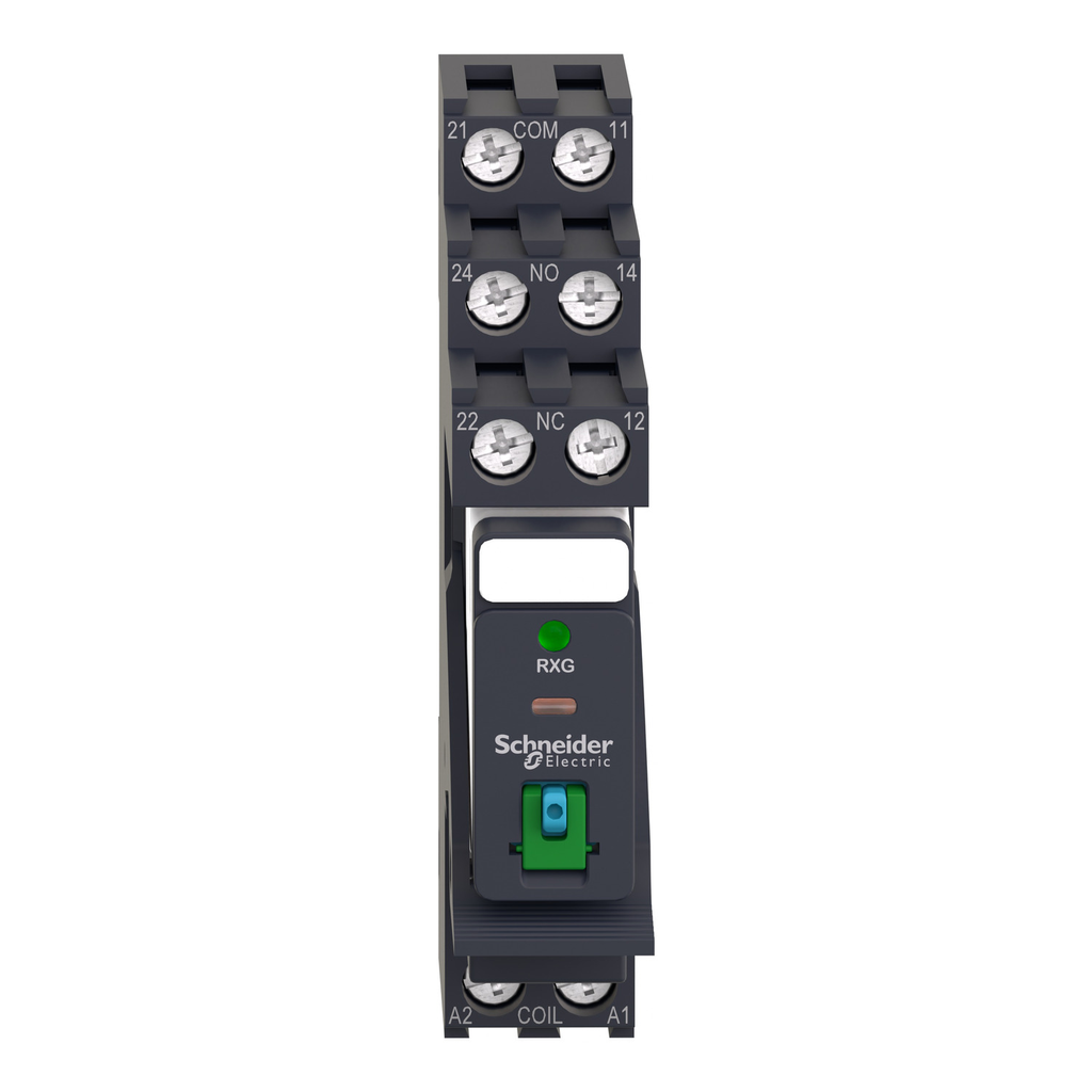 Mayer-DDS-interface plug in relay, Harmony Electromechanical Relays, pre assembled, 5A, 2CO, with LED, lockable test but to n, 24V DC-2