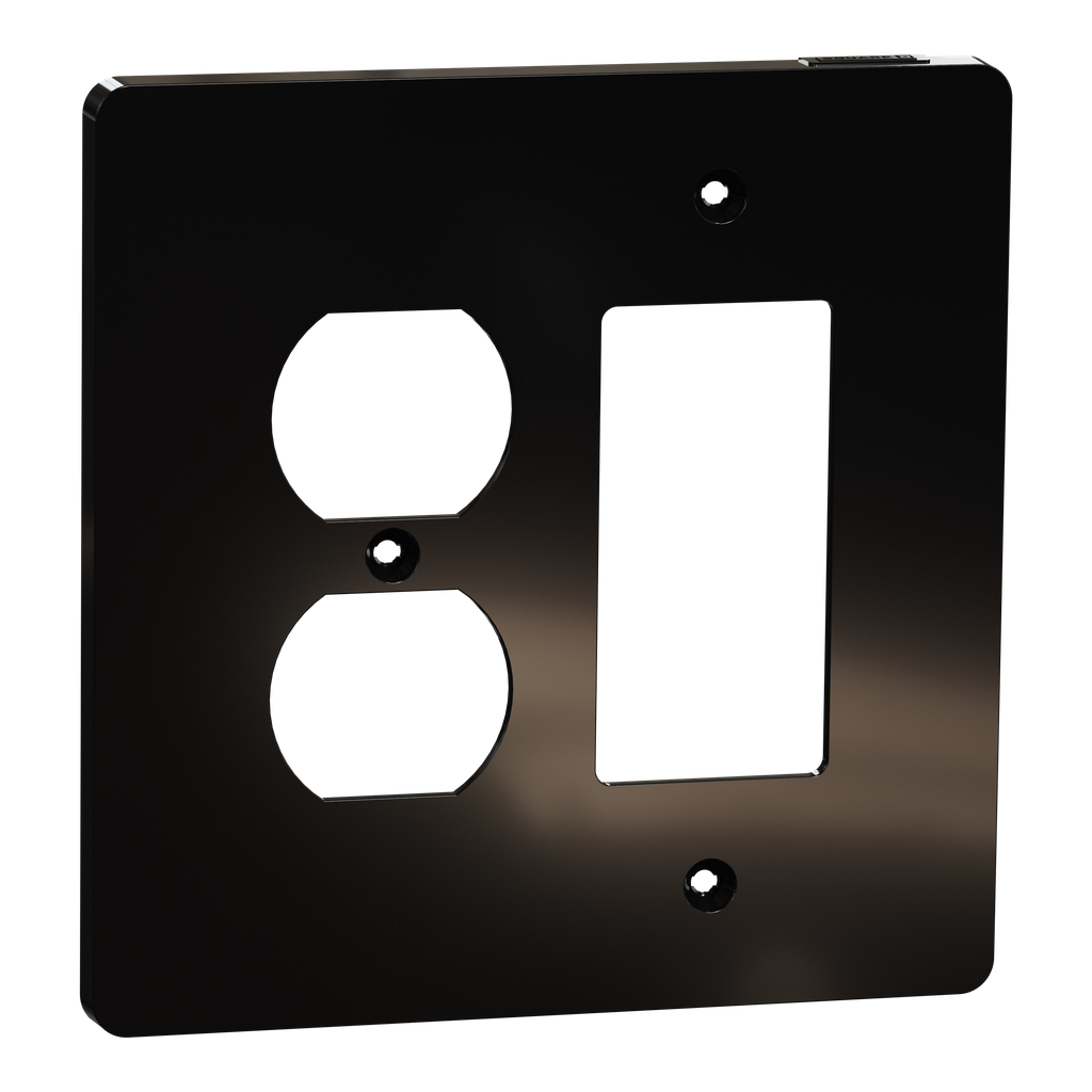 SQWS802452BK – Cover frame, X Series, for duplex/decorator socket-outlet, 2 gangs, screw fixed, mid sized plus, black, matte finish