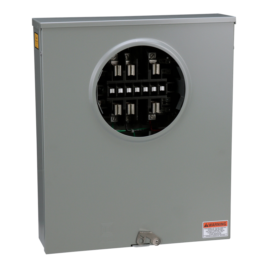 1007003C – Meter socket, ringless, 3 phase, 4 wire, 20A, 13 jaws, 600VAC max, solid top, no bypass, no jaw release
