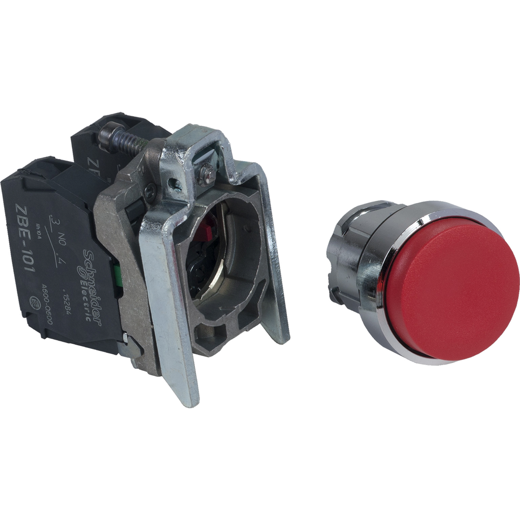 XB4BL45 – Push button, Harmony XB4, flush, metal, 22mm, spring return, 1NO   1NC, unmarked