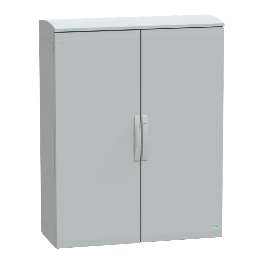 NSYPLAT12104G – Floor standing polyester enclosure, Thalassa PLA, plain door, ventilated canopy, 1250x1000x420mm, IP44, IK10