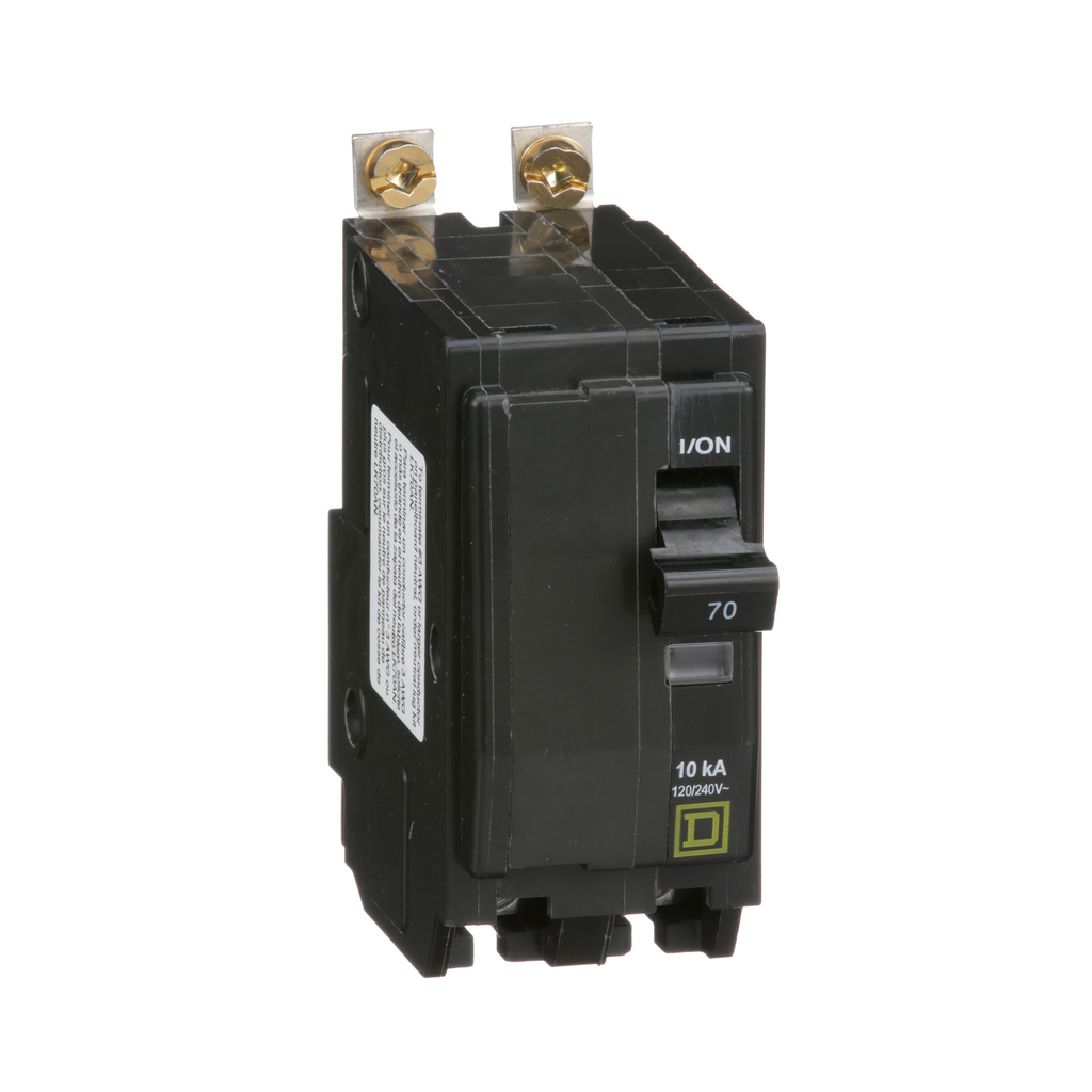 QOB270 – Mini circuit breaker, QO, 70A, 2 pole, 120/240VAC, 10kA, bolt on