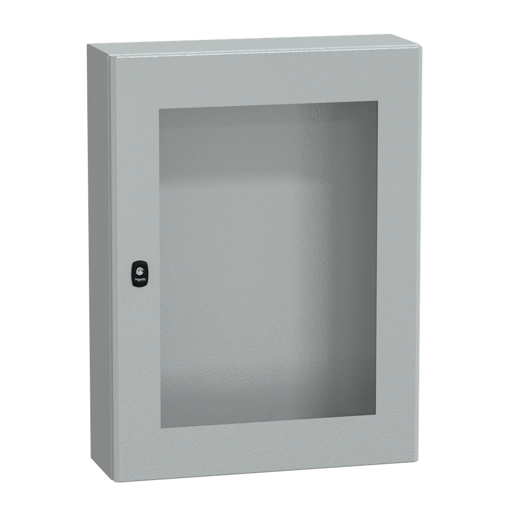 NSYS3D8620T – Wall mounted steel enclosure, PanelSeT S3D, transparent door, without mounting plate, 800x600x200mm, IP66, IK08