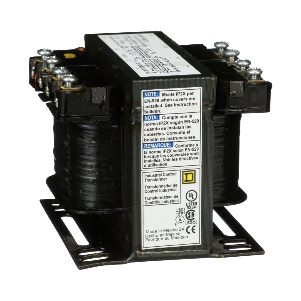 9070T100D31 – Transformer, Type T, industrial control, 100VA, 1 phase, 240x480V primary, 120/240V secondary, 55C rise