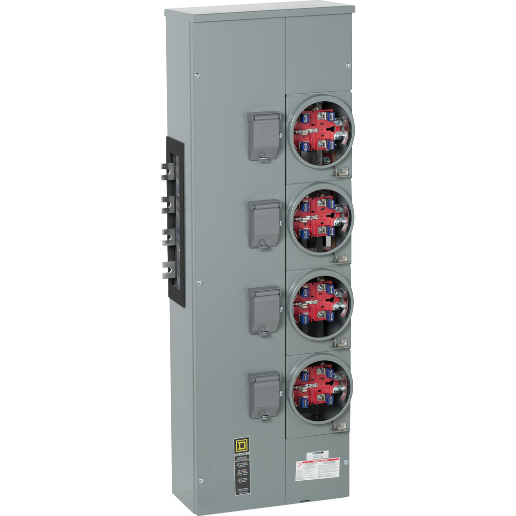 EZMR314225X – Branch unit, EZ Meter-Pak, 225A, 4 x 5 jaw sockets, 208Y/120VAC, no bypass, ringless, 1200A Al/Cu busbar