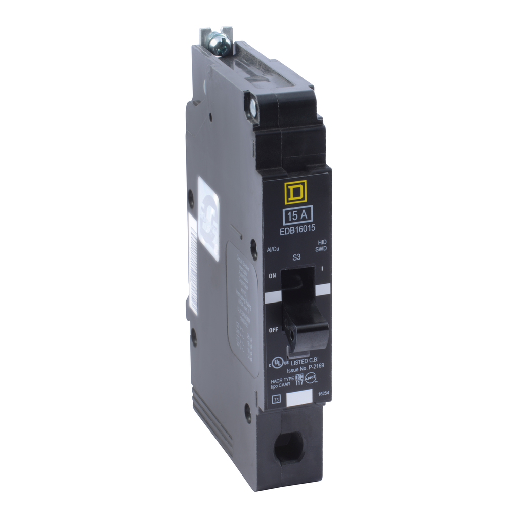 EDB16025 – Mini circuit breaker, E-Frame, 25A, 1 pole, 600Y/347VAC, 25kA max, bolt on