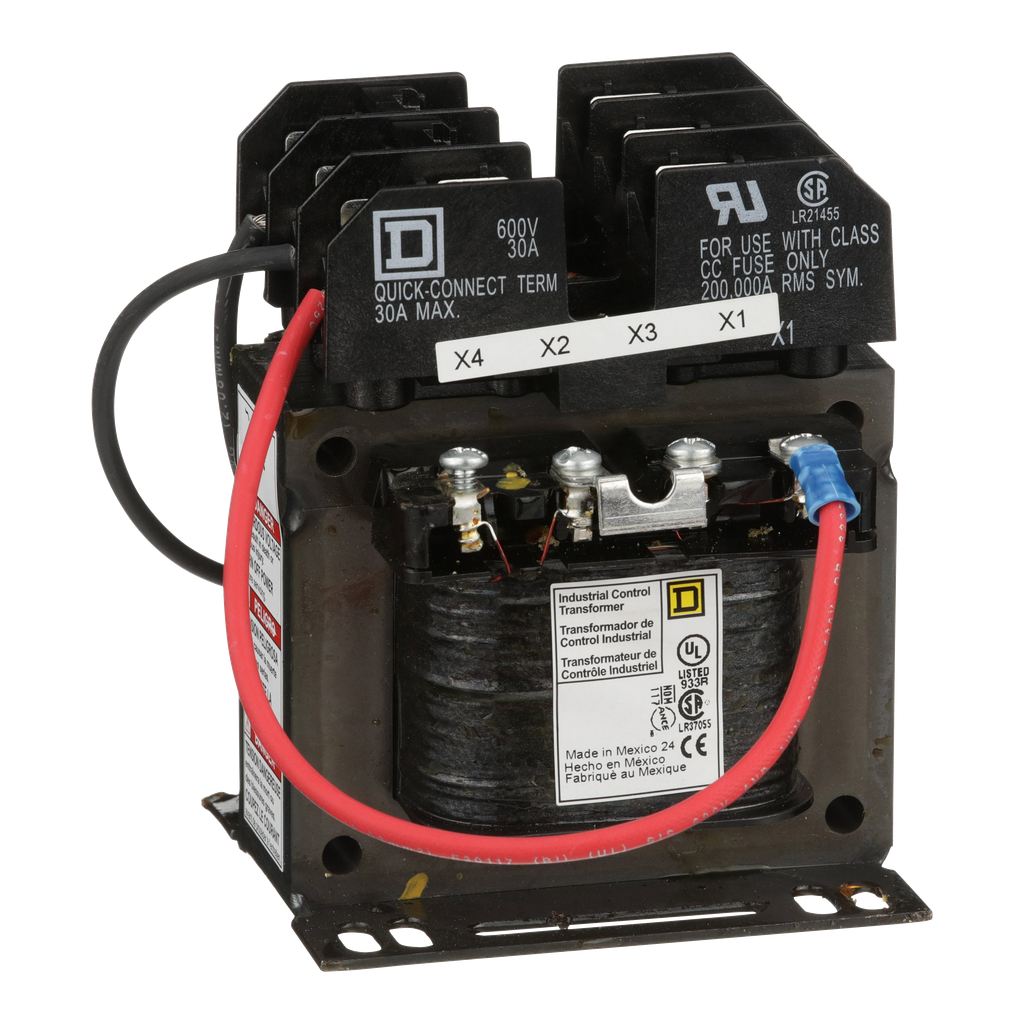 9070TF100D31 – Industrial control transformer, Type TF, 1 phase, 100VA, 240x480V primary, 120/240V secondary, 50/60Hz