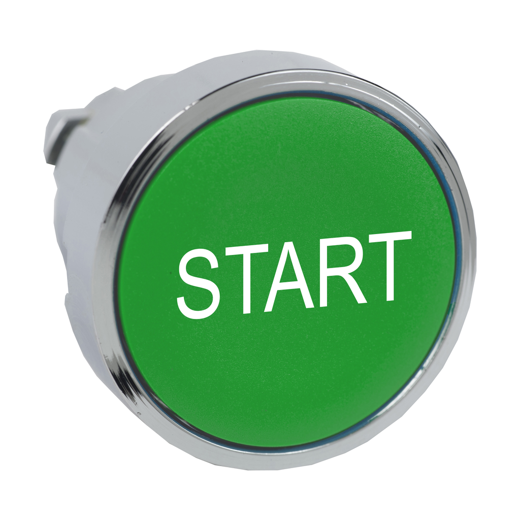 ZB4BA333 – Head for non illuminated push button, Harmony XB4, metal, flush, green, 22mm, spring return, marked START