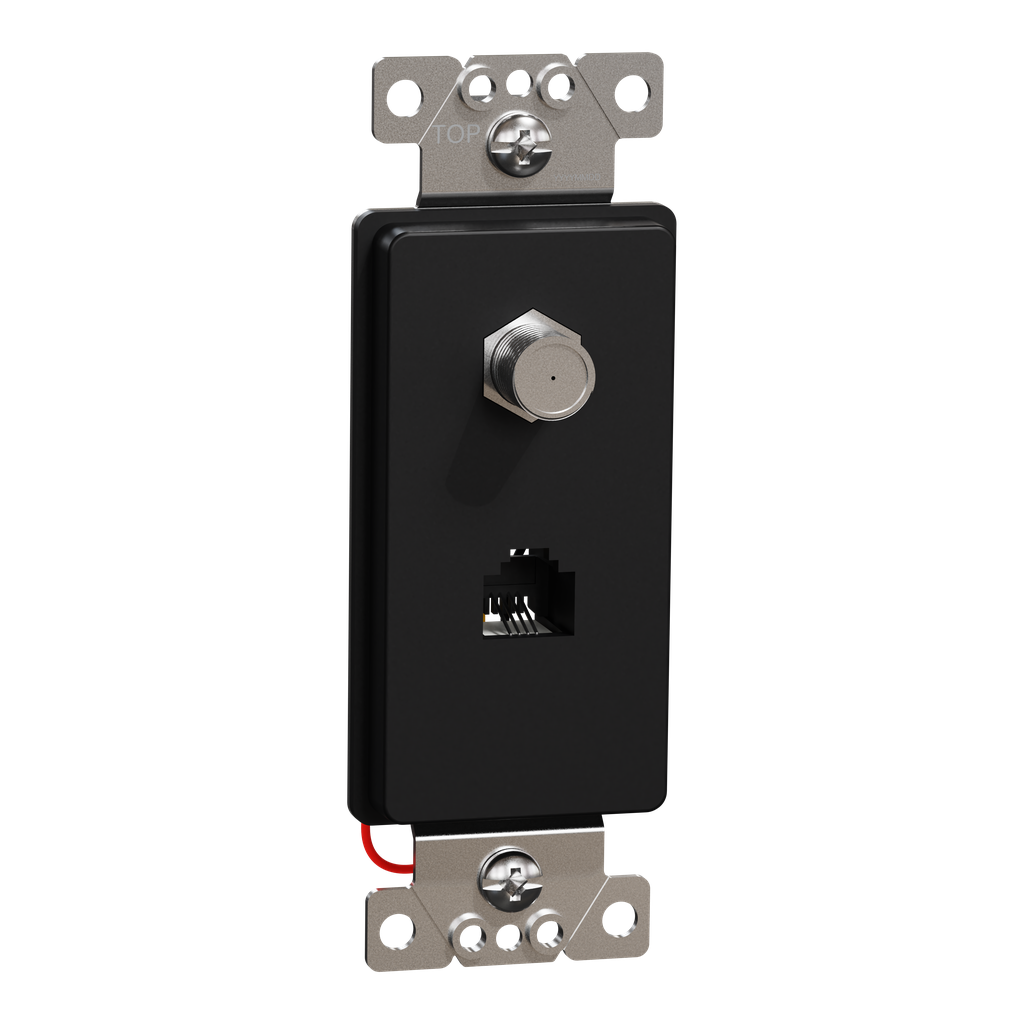 SQR87CT1BK – TV/telephone socket, X Series, F connector/RJ11 (4P4C), 1 gang, black, matte finish