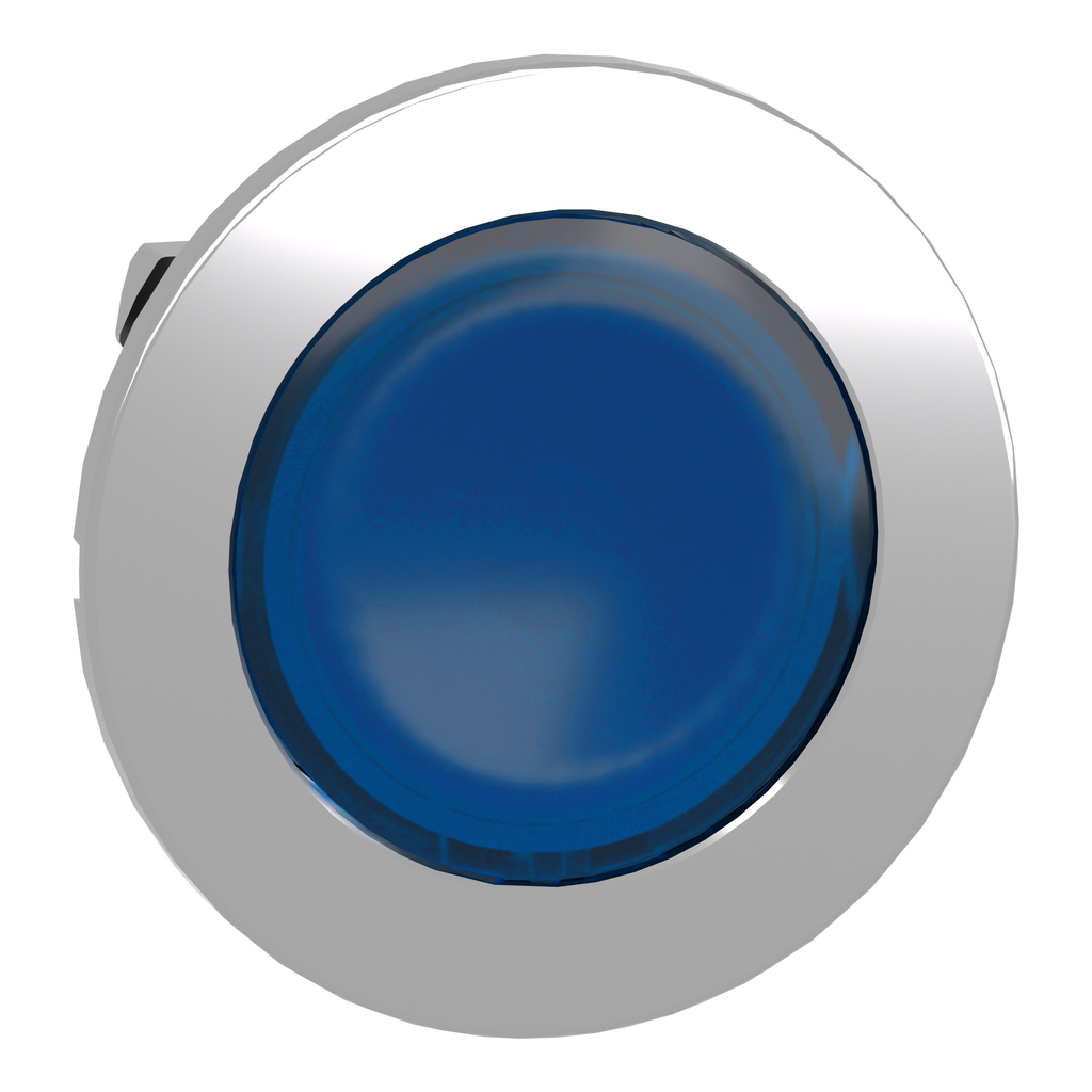 ZB4FV063 – Head for pilot light, Harmony XB4, metal, blue flush mounted, 30mm, universal LED, plain lens