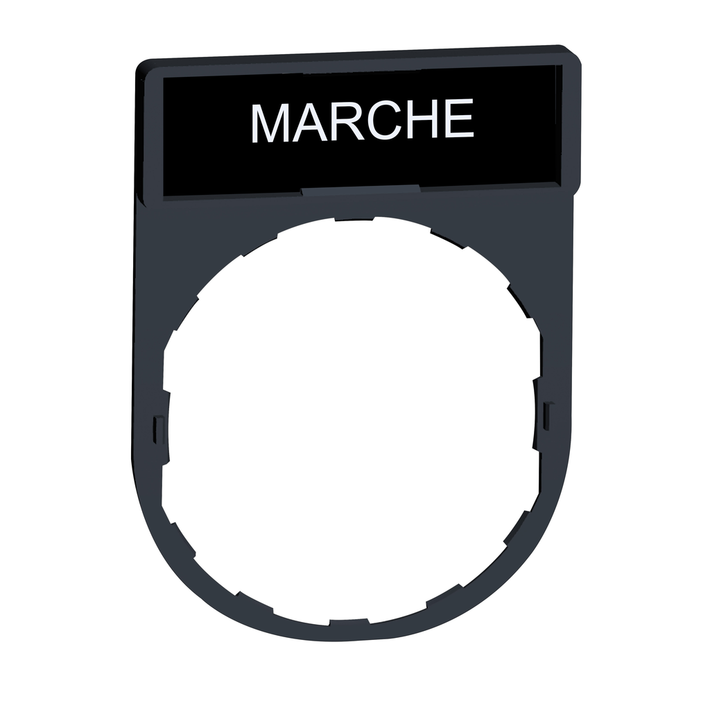 ZBY2103 – Legend holder 30x40mm, Harmony XB4, plastic, with legend 8x27mm, marked MARCHE