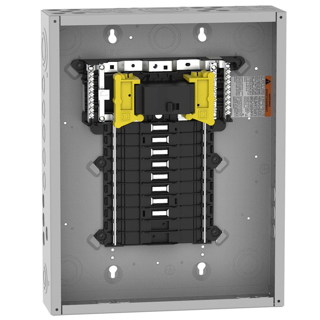 QO116M100P – Load center, QO, 1 phase, 16 spaces, 24 circuits, 100A convertible main breaker, NEMA1