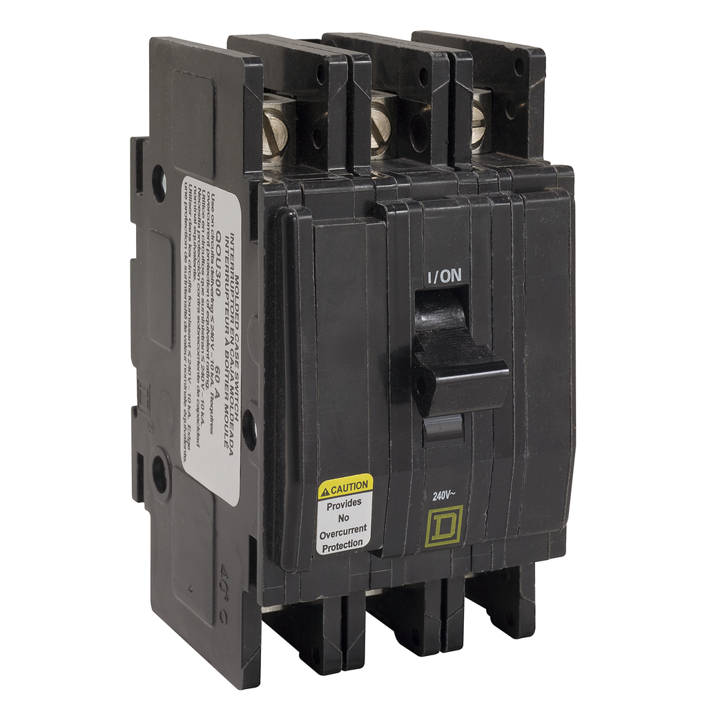 QOU300 – Mini switch, QOU, non-automatic, 60A, 3 pole, 240 VAC, 10kA